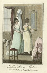 レディースドレスメーカー、パブ。1804年（手彩色彫刻）。