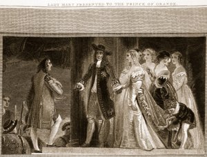メアリー夫人はデビッドヒュームの歴史、イギリスのパブからのイラスト、オレンジの王子にプレゼントしました。 1812年ロンドン、R。ボウヤー 作： English School