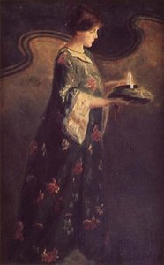 キャンドルを持つ女性 1890年頃 作： English School