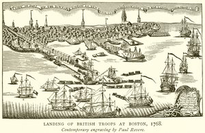 ボストンへのイギリス軍の着陸、1768 作： English School