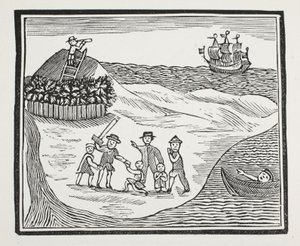 島でのMutinous Crewの着陸、John Ashtonによる18世紀のChap-booksのイラスト、パブ。 1882