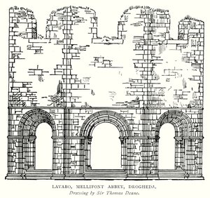 ドロヘダ、メリフォント修道院の洗面台（エングレーヴィング）