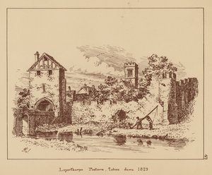 1829年に取り壊されたレイヤーソープ・ポスタン（リトグラフ） 作： English School