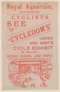 ロイヤルアクアリウムでのCycledomsのレディースとジェントのサイクルの広告のチラシ 作： English School