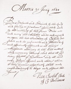 ヘンリー・スコベルからの手紙、1648年6月20日 作： English School