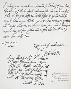 チャールズ2世からリンジー伯爵モンタギューへの手紙、1642年10月27日 作： English School