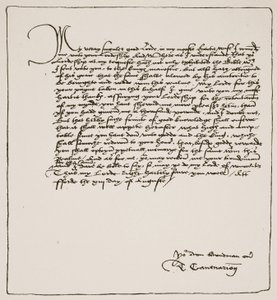 1537年にイギリスの教会からマシューズの英語聖書の王の権威を取得してくれたことに感謝するクランマーからクロムウェルへの手紙：HDM Spence-Jonesによる民衆の歴史、パブ。 c.191 作： English School