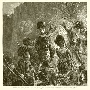 リュート大佐メイトランドとブルトポアを攻撃する75人目のハイランダー、1805年 作： English School