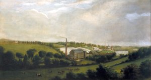 アイルランドのダブリン、ルーカンの近くのチャペリゾッドにあるリネンミル、1840年頃 作： English School