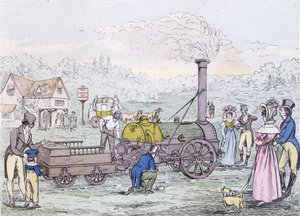 機関車エンジン、1830年のロケット、ジョージスティーブンソン（1781-1848）（アクアチント）によって建設 作： English School