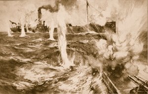 1916年4月29日、1914年から19日まで、ロンドンのコリアーワンドルが北海でドイツの潜水艦との戦闘に成功 作： English School