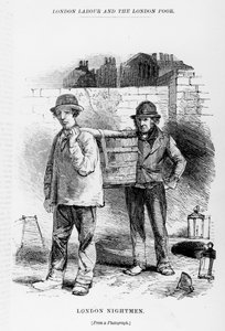 ロンドンナイトマン、ヘンリーメイヒュー作「ロンドンレイバーとロンドンプアー」のイラスト、1840年代頃 作： English School