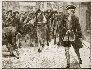 ビュート卿とロンドン市民、1763年、キャッセルズイラストレイテッドイングランドオブイングランドのイラスト（セピア写真） 作： English School