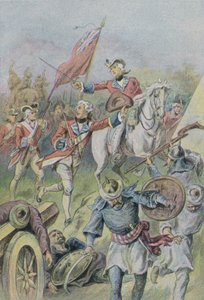 クライヴ卿は、1757年のプラッシーの戦いでイギリス軍を指揮した。 作： English School