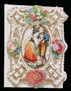 愛、無垢、バレンタインカード、1870年頃（紙にカラーリソ） 作： English School