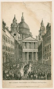 ラドゲートヒル。 1820年11月29日、セントポールズへの女王の行列 作： English School