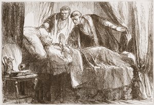 死のベッドにいるルター、ジェームズエイトケンワイリー（1808-1890）によるパブのプロテスタンティズムの歴史のイラスト。 1878 作： English School