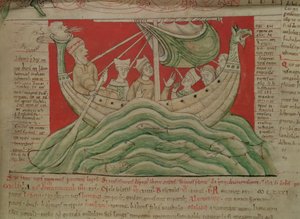MS CCC 157 p.383 The Visions by King Henry I in Normandy in Normandy, from the Worcester Chronicle, c.1130-40 (vellum) (95507 の詳細)