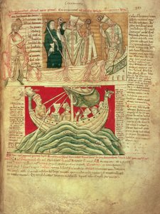MS CCC 157 p.383 1130 年にノルマンディーでヘンリー 1 世が夢見たビジョンは、ウスター年代記、c.1130-40 (ベラム) から、ウスターのフィレンツェ (d. 1118); 現存する最古の慢性疾患の 1 つ 作： English School