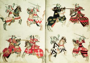 MS Harley 4205 fol.31v-32 Jousting knights showing heraldic emblems (vellum)   1351487   ja       japanese Successfully Translated  Original: A Running Boy. Marcus Holst von Schmidten Translat: A Running Boy. Marcus Holst von Schmidten 1271833 ja japanese 