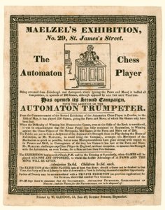Maelzels Exhibition、29 St Jamess Street、オートマトンチェスプレイヤー、c 1825 作： English School