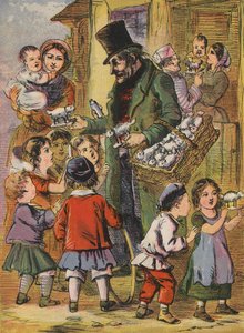 子羊のおもちゃを売る男（カラーリトグラフ） 作： English School
