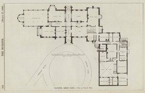 リー・パークのマンション、1階の平面図（エングレービング 作： English School