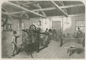 イーストグリニッジのGlass Elliott and Co.s工場での大西洋海底ケーブルの製造 作： English School