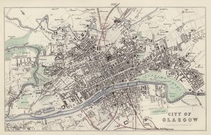地図エディンバラのG・H・スワンストンが描いて彫ったグラスゴーの街（カラーリトグラフ 作： English School