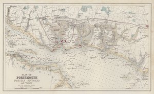 地図ポーツマス、ポートシー・スピットヘッドとその周辺の平面図、G・H・スワンストン著、エディンバラ（カラーリトグラフ） 作： English School