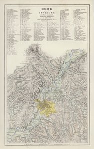 地図。1845年と1846年にモルトケ男爵が行った調査に基づくローマとその周辺、アウグストゥス・ペテルマン作（カラーリトグラフ 作： English School