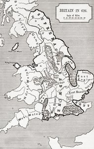 ノーサンブリア王国588から685までの626年のイギリスの地図、JRグリーンの「イギリス人の短い歴史」、1893年発行