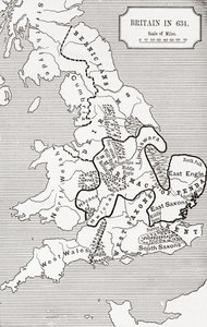ノーサンブリア王国588から685までの634年のイギリスの地図