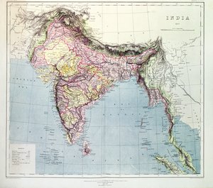 インドの地図、HR Thuillier大佐、RE、インドの測量官、1877年の指示の下で公開