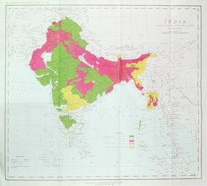 帝国調査の進捗状況を示すインドの地図、大佐HR Thuillier、RE、インド総督、1888年発行