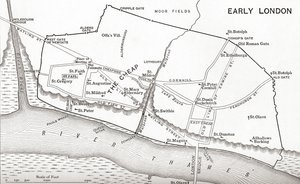 11世紀のロンドンの地図、JRグリーンの「イギリス人の短い歴史」から出版、1893年