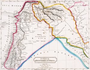 バトラーによる「古代地理のアトラス」からのシリア、メソポタミア、アッシリアundc。の地図、ロンドンで発行されたc.1829（カラーリソ）