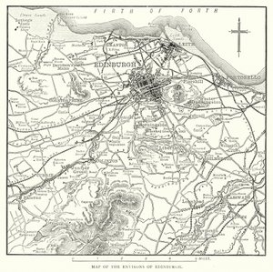エディンバラ周辺の地図（彫刻 作： English School