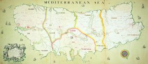 メノルカ島の地図、1740年頃