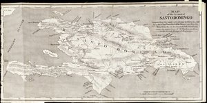 Samuel Hazardによる &39;Santo Domingo過去と現在&39;からのサントドミンゴ島の地図、パブ。 1873（フォトリソ）