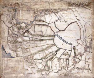 1581年以降の七つの湿地帯の町の地図 作： English School