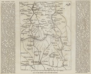 バルカン半島を越えるシプカ峠の地図（彫刻 作： English School
