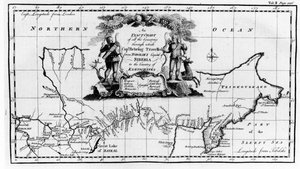 Navigantium atque Itinerantium Bibliothecaが1744年に発行した、Vitus Bering（1681-1741）がシベリアを横切ってカムチャッカまで行くルートの地図
