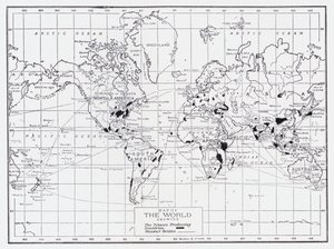 たばこ生産国を示す世界地図 作： English School