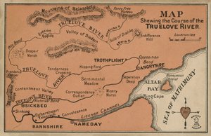 トゥルーラブ川の流れを示す地図（カラーリトグラフ） 作： 英語学校