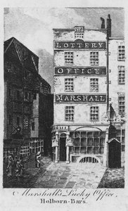 マーシャルズ・ラッキー・オフィス・ホルボーン・バーズ、1817年頃（エングレーヴィング 作： English School