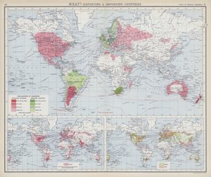 食肉、輸出国と輸入国（カラーリトグラフ） 作： English School