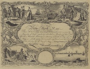 ニューヨーク海洋協会の会員証明書、1773 作： English School