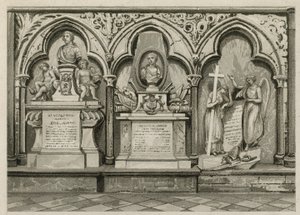 ロンドンのウェストミンスター寺院の記念碑と像 作： English School