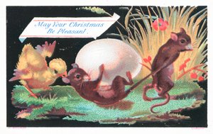 マウス、ひよこ、卵、クリスマスカード 作： English School